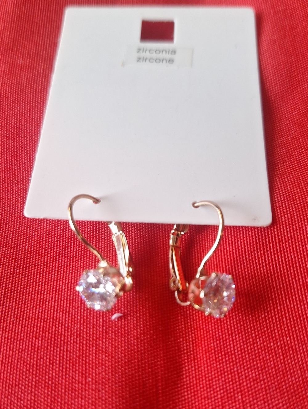Gold-Tone Zirconia Drop Earrings - Clear Stone